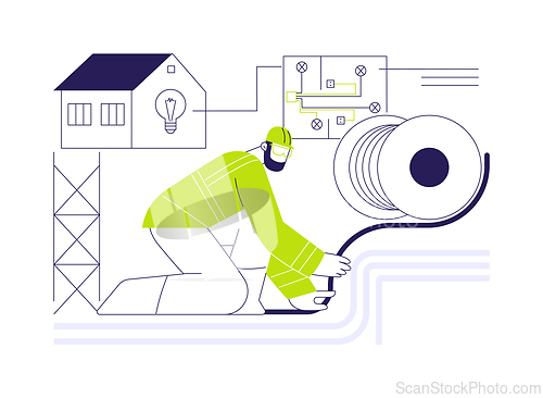 Image of Laying electric cables abstract concept vector illustration.