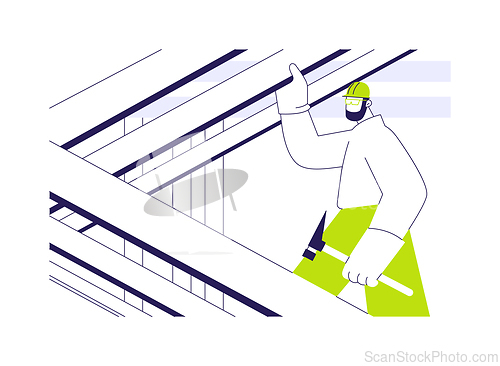 Image of Installation of roof trusses abstract concept vector illustration.