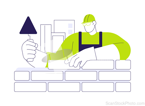 Image of Laying bricks abstract concept vector illustration.