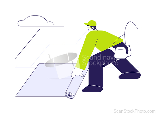 Image of Installing roof underlayment abstract concept vector illustration.