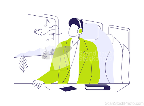 Image of Comfortable train seats abstract concept vector illustration.