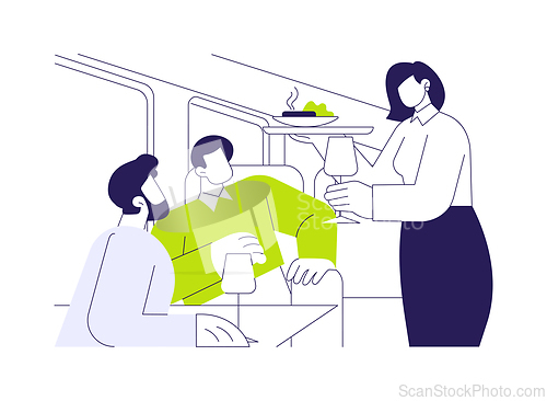 Image of Food and beverage train service abstract concept vector illustration.