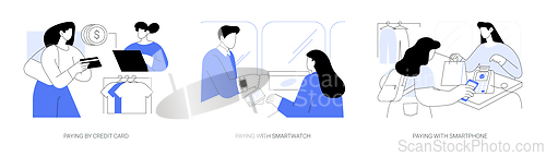 Image of Contactless payment isolated cartoon vector illustrations se