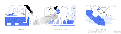 Image of Water sports isolated cartoon vector illustrations se