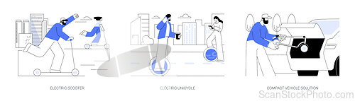 Image of Electric urban vehicles isolated cartoon vector illustrations se