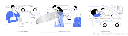 Image of Buying a car isolated cartoon vector illustrations se