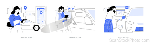 Image of Carsharing isolated cartoon vector illustrations se