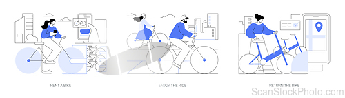Image of Bike rental app isolated cartoon vector illustrations se