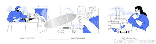 Image of City problems isolated cartoon vector illustrations se
