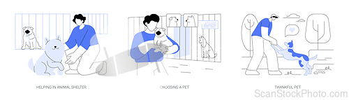 Image of Adopting a pet isolated cartoon vector illustrations se