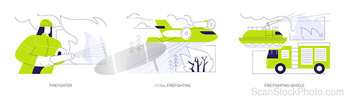 Image of Fighting the wildfire abstract concept vector illustrations.