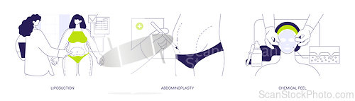 Image of Body and face correction surgery abstract concept vector illustrations.