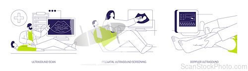 Image of Ultrasound examination abstract concept vector illustrations.
