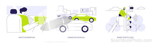 Image of Smart city transportation abstract concept vector illustrations.