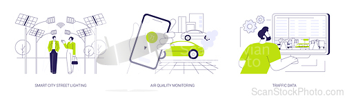 Image of IoT city solutions abstract concept vector illustrations.