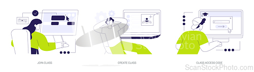 Image of Online teaching features abstract concept vector illustrations.