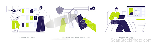 Image of Smartphone protection accessories abstract concept vector illustrations.