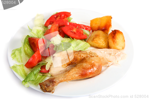 Image of Roast chicken dinner with salad