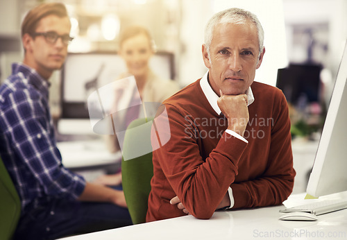 Image of People, portrait and leadership in office with digital agency, entrepreneur and startup business. CEO, face and group of employees in workplace for teamwork, collaboration and company growth