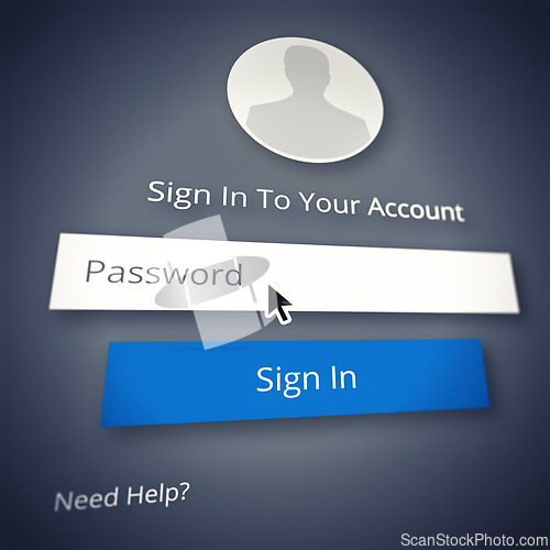 Image of Website, login and password on internet, subscription and account membership for data or call to action. Closeup, registration and sign in with cursor and contact details or information for ecommerce