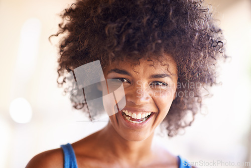 Image of Woman, portrait and laughing outdoors for joke, comedy and happy or satisfaction on college campus. Female person, university student and smile for funny humor, confident and enjoyment in Brazil