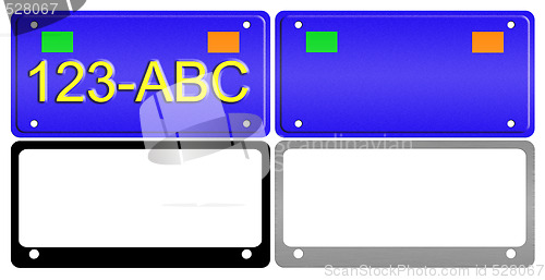 Image of License Plate Illustration Set