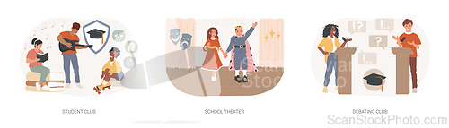 Image of After-school activity isolated concept vector illustration set.