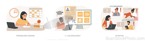 Image of Flexible study plan isolated concept vector illustration set.