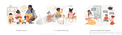 Image of Early education isolated concept vector illustration set.