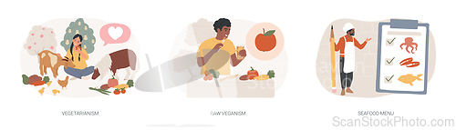 Image of Organic food diet isolated concept vector illustration set.
