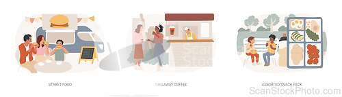 Image of Quick snack isolated concept vector illustration set.