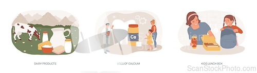 Image of Healthy nutrition isolated concept vector illustration set.