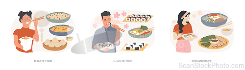 Image of Asian food isolated concept vector illustration set.