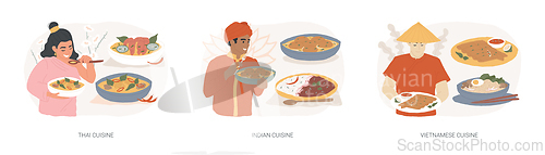 Image of Oriental cuisine isolated concept vector illustration set.