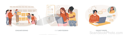 Image of Customer relationship management isolated concept vector illustration set.