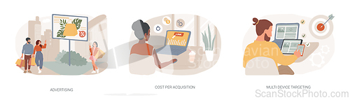 Image of Online digital campaign isolated concept vector illustration set.
