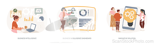 Image of Performance tools and software solutions isolated concept vector illustration set.