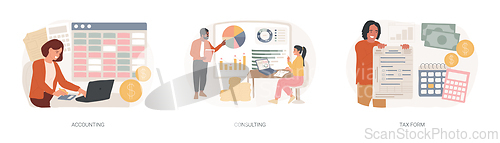 Image of Financial information isolated concept vector illustration set.
