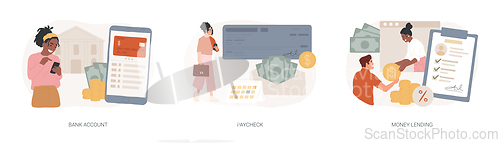 Image of Money transfer isolated concept vector illustration set.