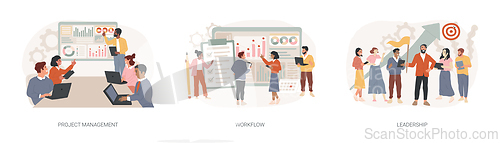 Image of Business management isolated concept vector illustration set.