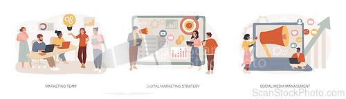 Image of Digital marketing strategy isolated concept vector illustration set.