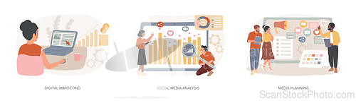 Image of Digital marketing isolated concept vector illustration set.