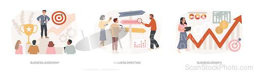 Image of Business strategy isolated concept vector illustration set.