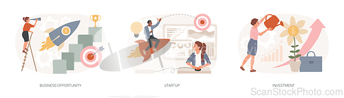 Image of Entrepreneurship isolated concept vector illustration set.