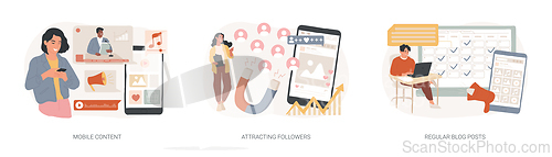Image of Content marketing service isolated concept vector illustration set.
