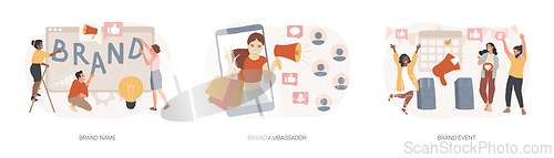 Image of Business reputation building isolated concept vector illustration set.