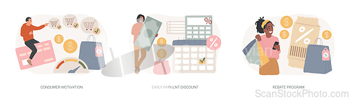 Image of Sale growth strategy isolated concept vector illustration set.