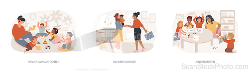 Image of Childcare services isolated concept vector illustration set.