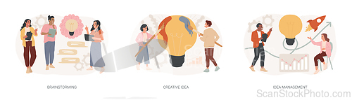 Image of Creative thinking isolated concept vector illustration set.