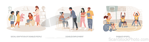 Image of Inclusive social environment isolated concept vector illustration set.